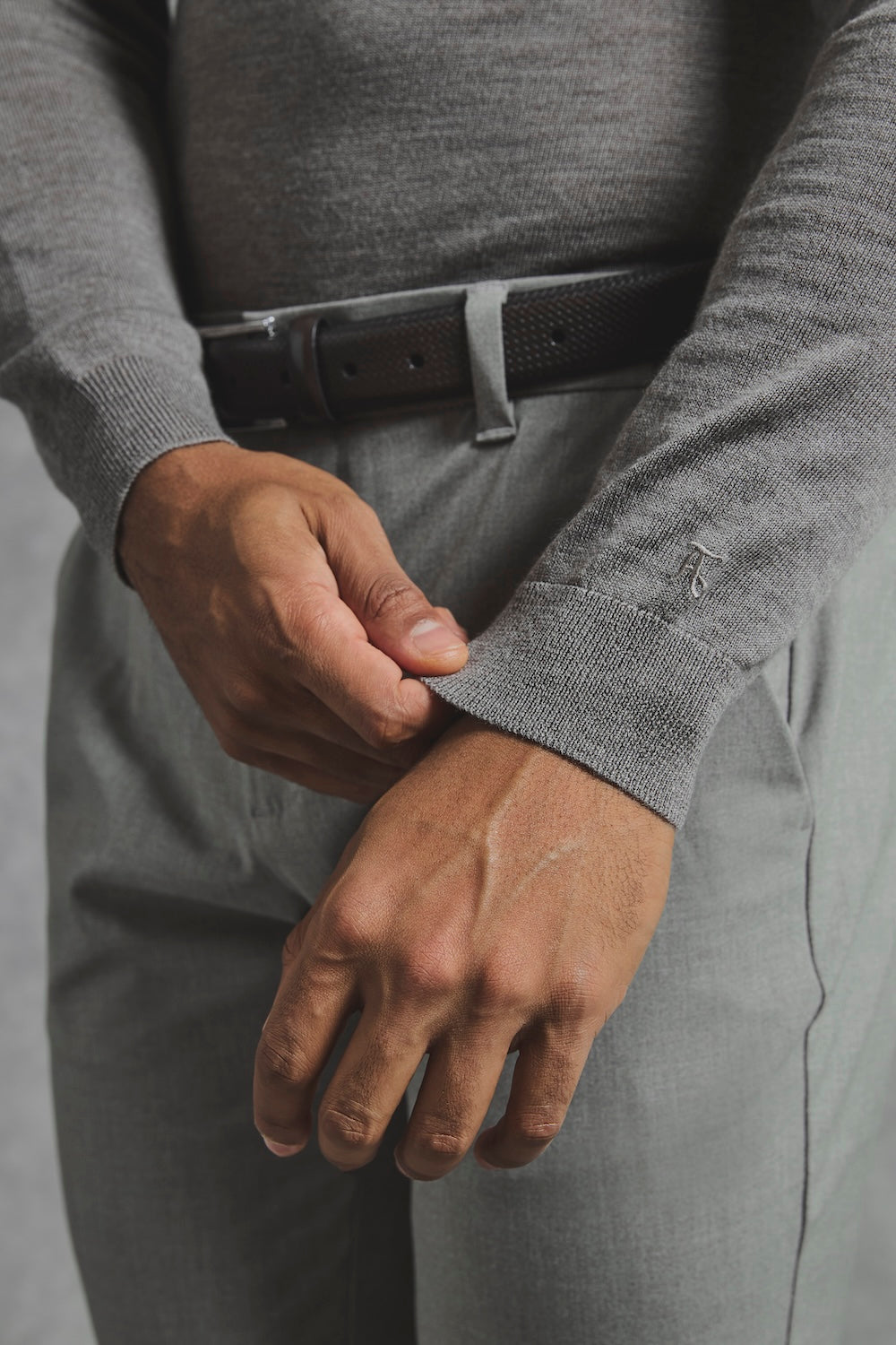 Extra Fine Merino Wool Crew Neck Sweater in Neutral Marl - TAILORED ATHLETE - USA