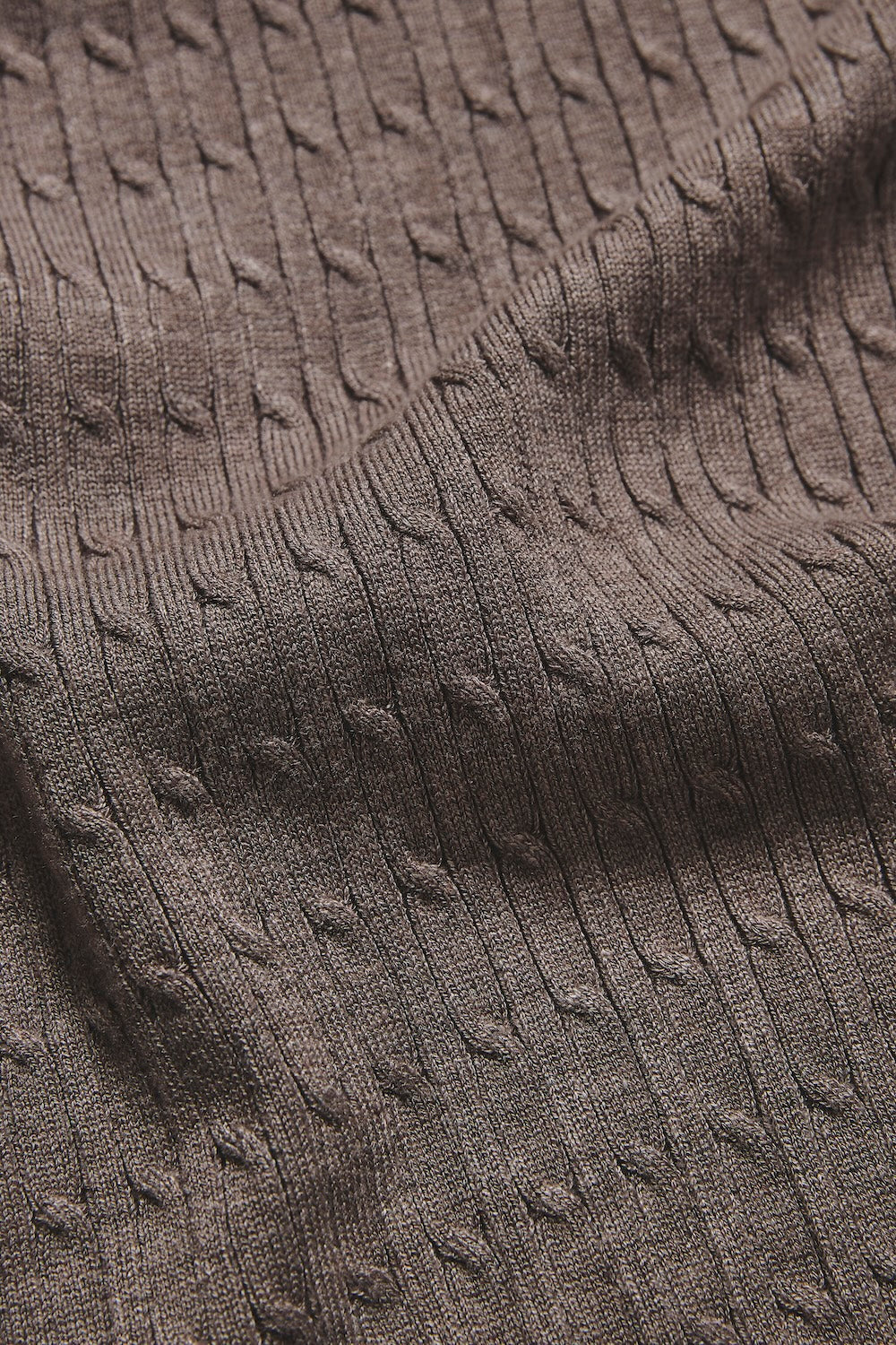 Fine Cable Knitted Polo Shirt in Neutral Marl - TAILORED ATHLETE - USA