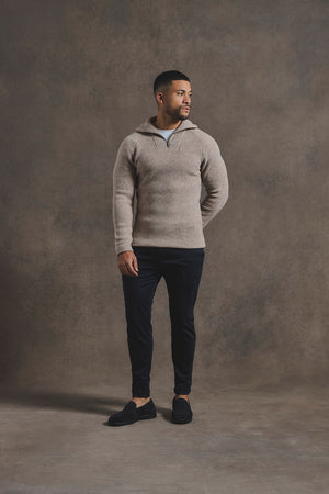 Fisherman Rib Half Zip in Neutral - TAILORED ATHLETE - USA