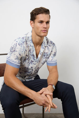 Printed Shirt in Blue Floral - TAILORED ATHLETE - USA