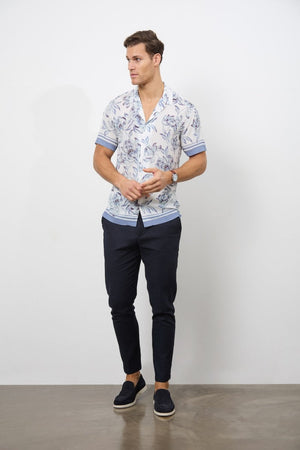 Printed Shirt in Blue Floral - TAILORED ATHLETE - USA