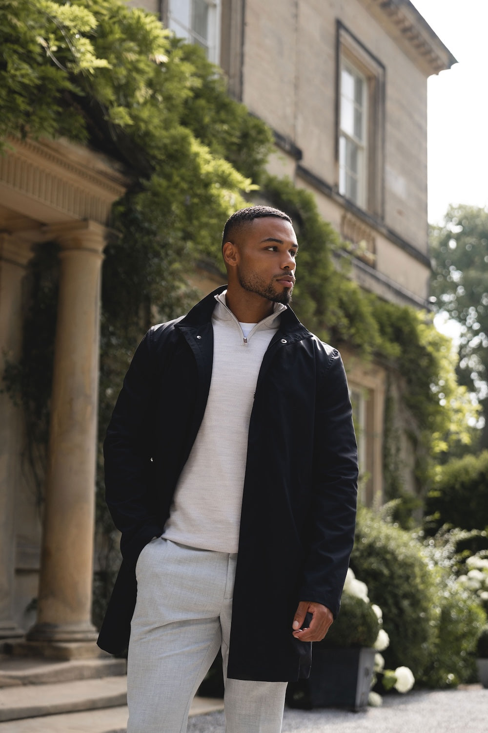 Funnel Neck Shower Resistant Coat in Black - TAILORED ATHLETE - USA