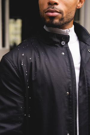 Funnel Neck Shower Resistant Coat in Black - TAILORED ATHLETE - USA