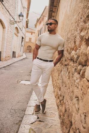 Fine Gauge Knitted T-Shirt in Linen - TAILORED ATHLETE - USA