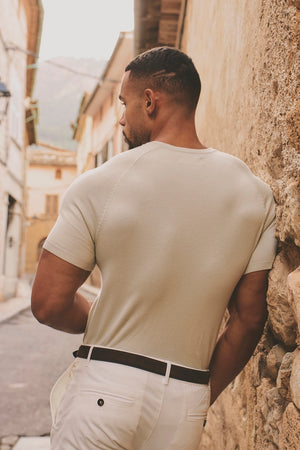 Fine Gauge Knitted T-Shirt in Linen - TAILORED ATHLETE - USA