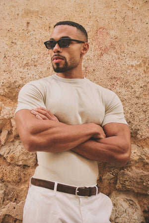Fine Gauge Knitted T-Shirt in Linen - TAILORED ATHLETE - USA
