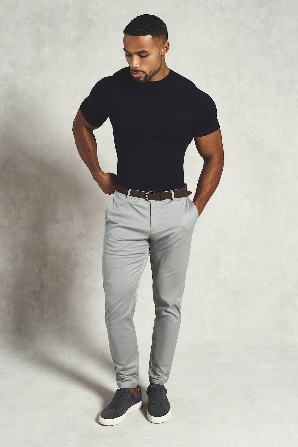 Fine Gauge Knitted T-Shirt in Inky Blue - TAILORED ATHLETE - USA