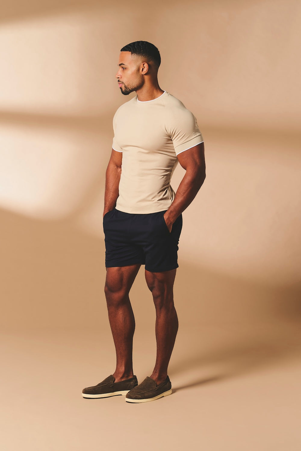 Fine Tipped T-Shirt in Stone and White - TAILORED ATHLETE - USA