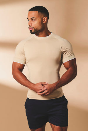 Fine Tipped T-Shirt in Stone and White - TAILORED ATHLETE - USA