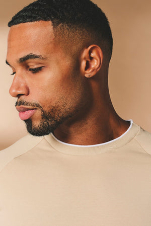 Fine Tipped T-Shirt in Stone and White - TAILORED ATHLETE - USA