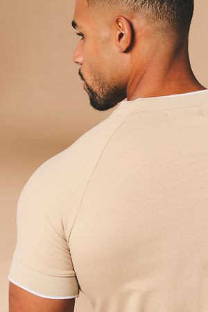 Fine Tipped T-Shirt in Stone and White - TAILORED ATHLETE - USA