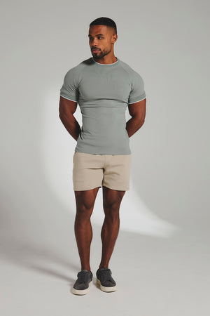 Fine Tipped T-Shirt in Sage with White Trim