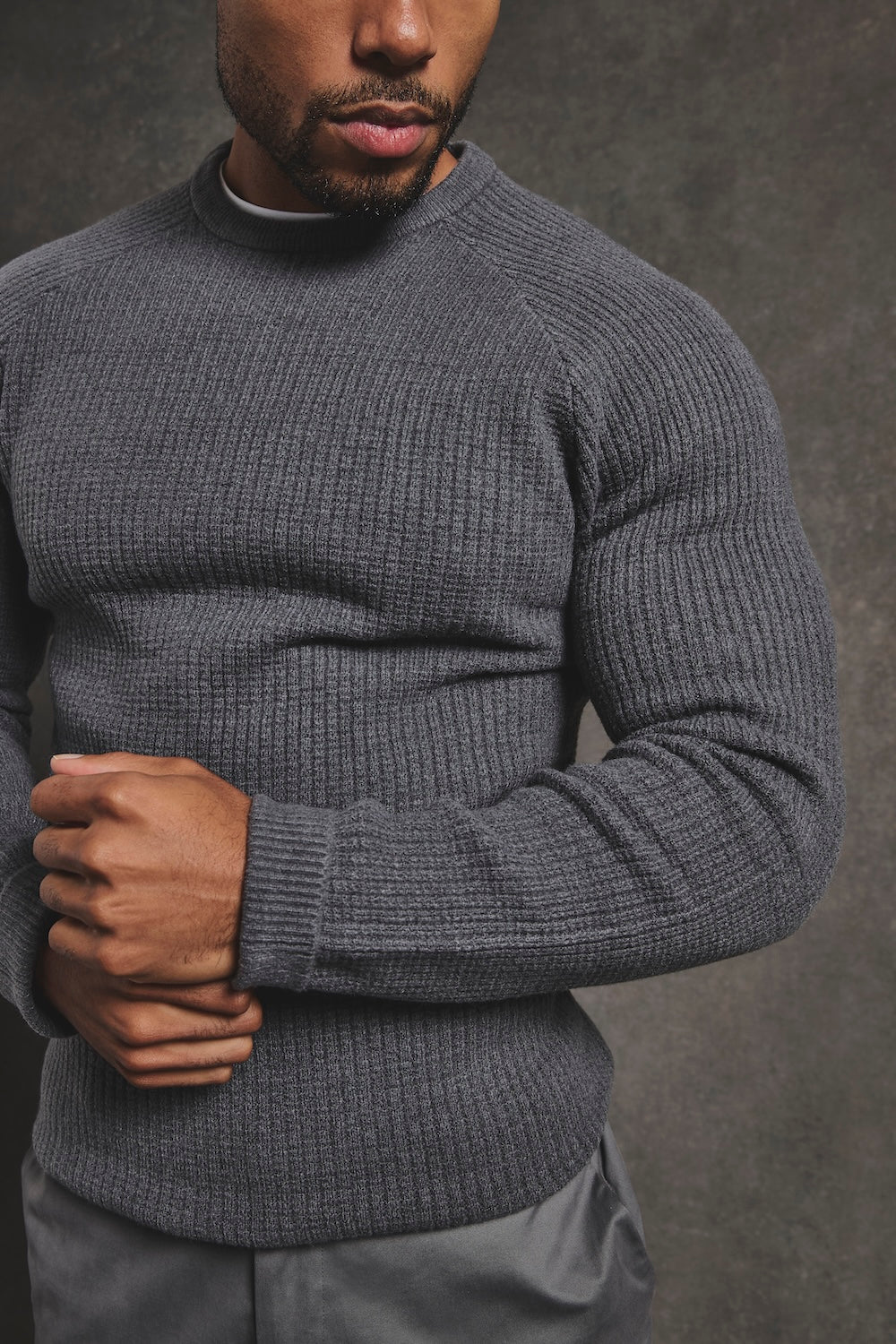 Fisherman Crew Neck Sweater in Iron Grey - TAILORED ATHLETE - USA