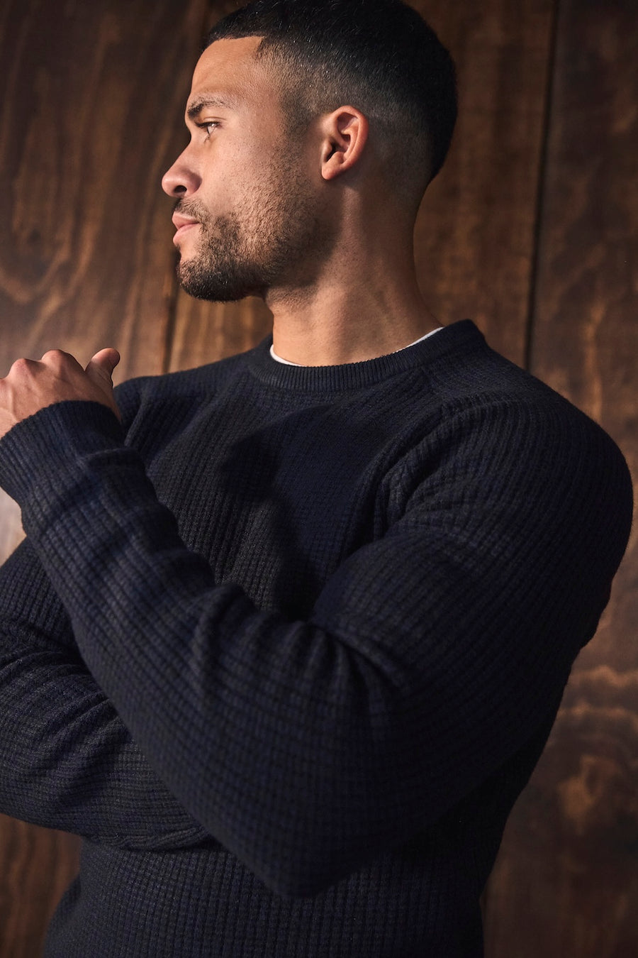 Fisherman Crew Neck Sweater in Navy - TAILORED ATHLETE - USA