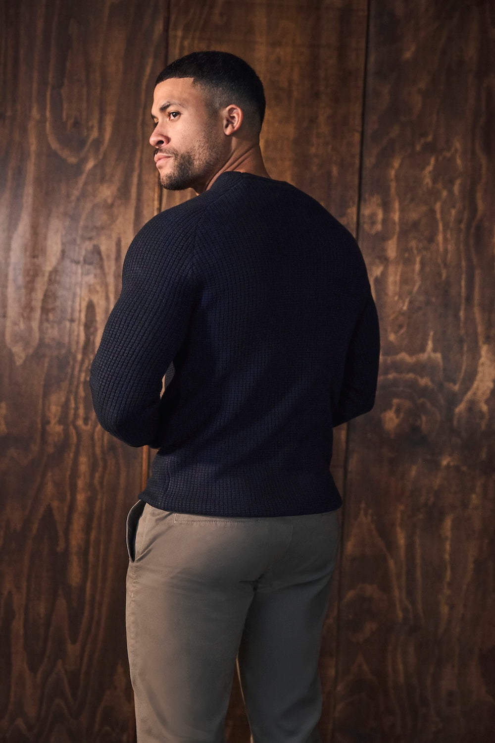 Fisherman Crew Neck Sweater in Navy - TAILORED ATHLETE - USA