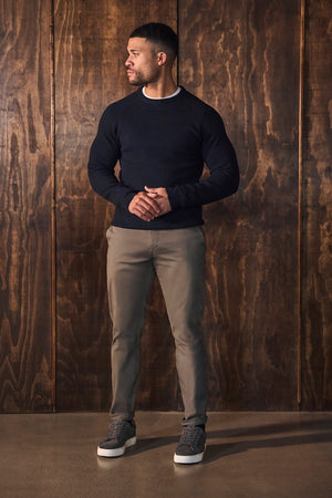 Fisherman Crew Neck Sweater in Navy - TAILORED ATHLETE - USA