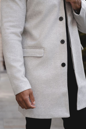 Funnel Neck Overcoat in Pale Grey - TAILORED ATHLETE - USA