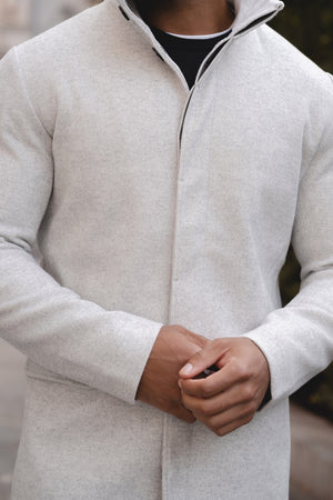 Funnel Neck Overcoat in Pale Grey - TAILORED ATHLETE - USA