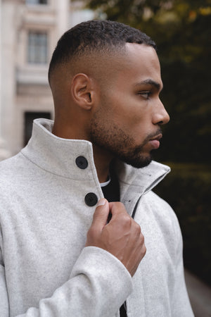 Funnel Neck Overcoat in Pale Grey - TAILORED ATHLETE - USA