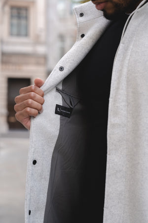 Funnel Neck Overcoat in Pale Grey - TAILORED ATHLETE - USA
