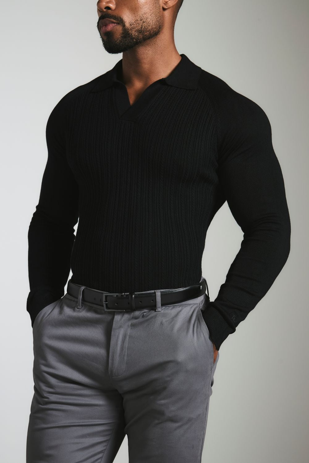 Athletic Fit Cotton Stretch Chino Pants in Dark Grey