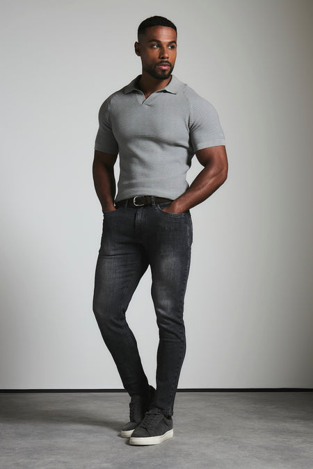 Athletic Fit Stretch Jeans in Grey