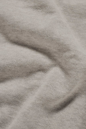 Pure Cotton Knitted Crew Neck Sweater in Soft Grey Marl