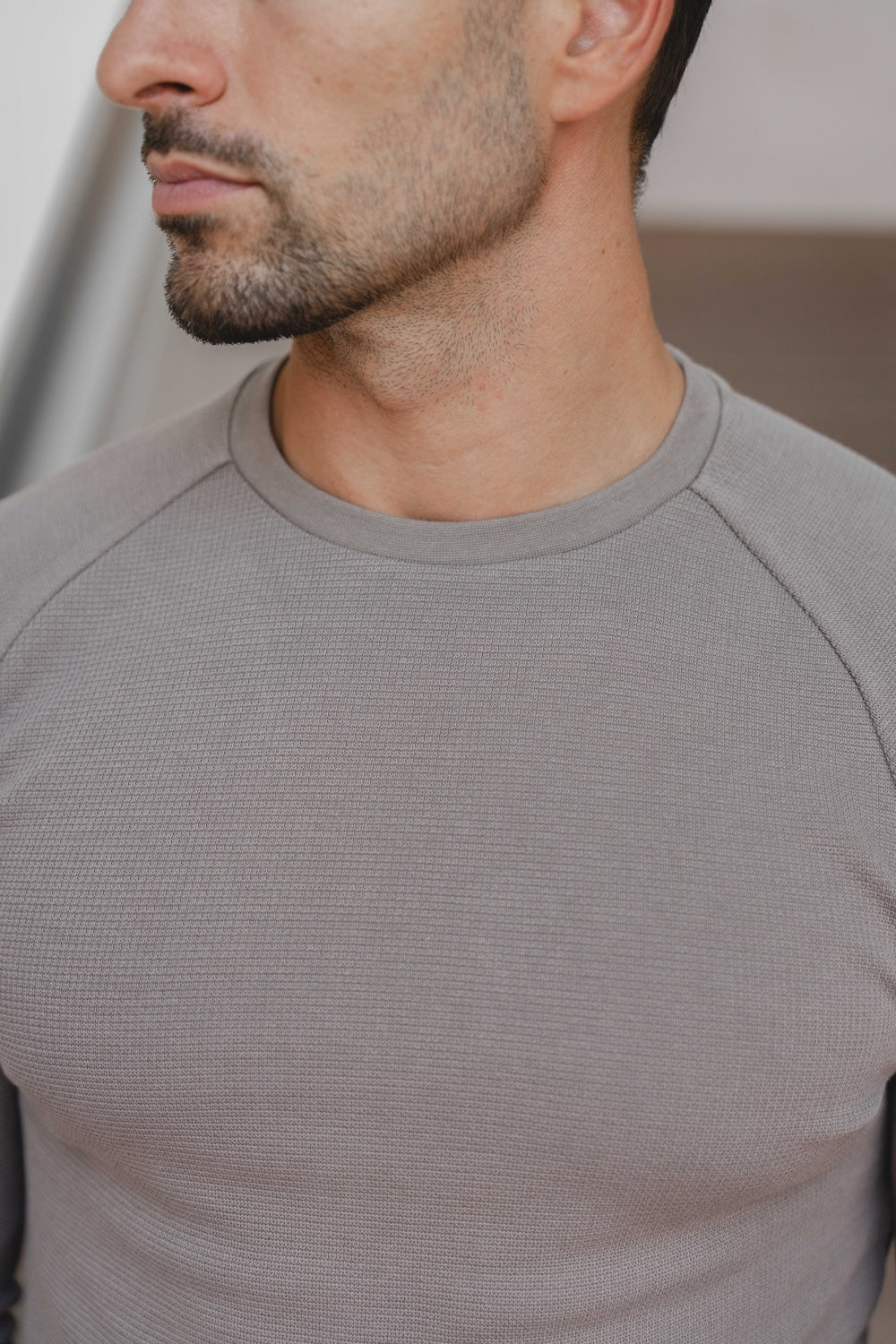 Heavy Weight Textured Crew Neck in Soft Mocha - TAILORED ATHLETE - USA