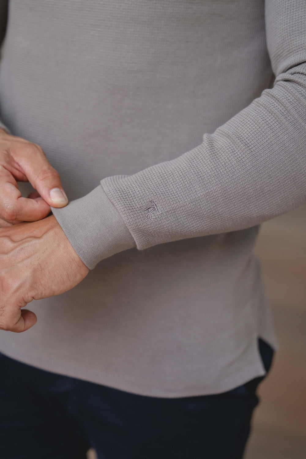 Heavy Weight Textured Crew Neck in Soft Mocha - TAILORED ATHLETE - USA