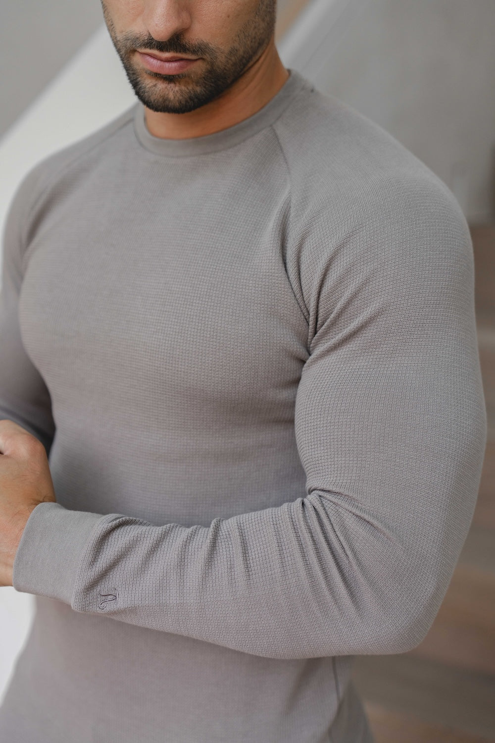 Heavy Weight Textured Crew Neck in Soft Mocha - TAILORED ATHLETE - USA