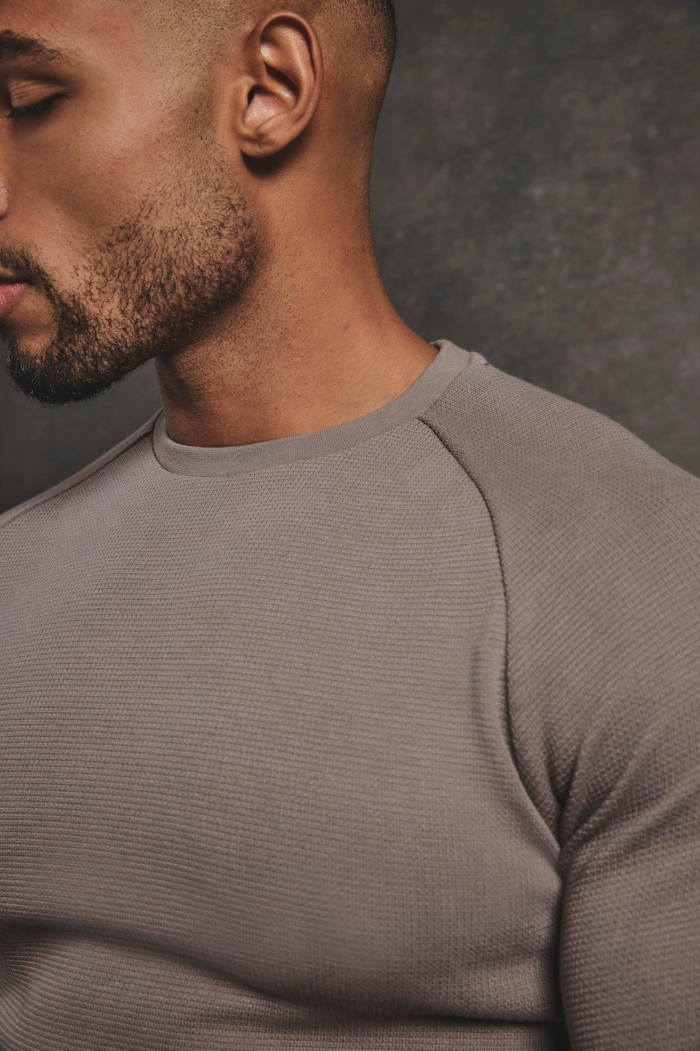 Heavy Weight Textured Crew Neck in Soft Khaki - TAILORED ATHLETE - USA