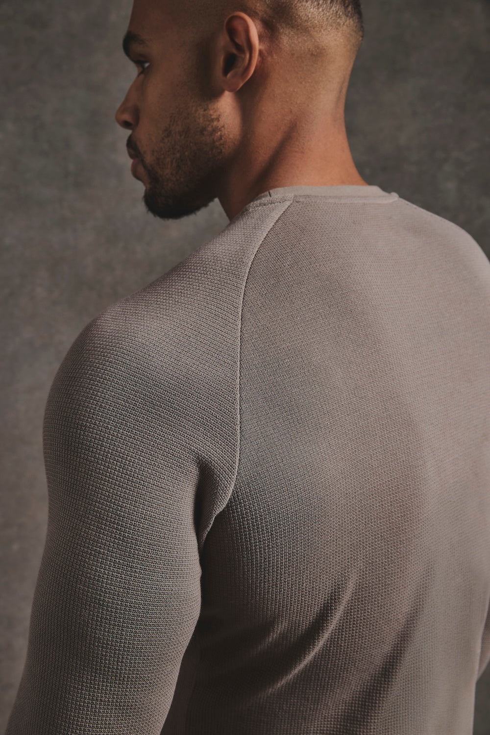 Heavy Weight Textured Crew Neck in Soft Khaki - TAILORED ATHLETE - USA