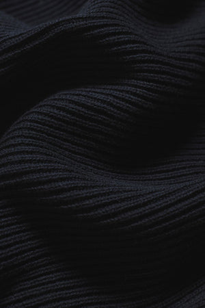 Cotton Textured Knitted Half Zip Polo Shirt in Navy