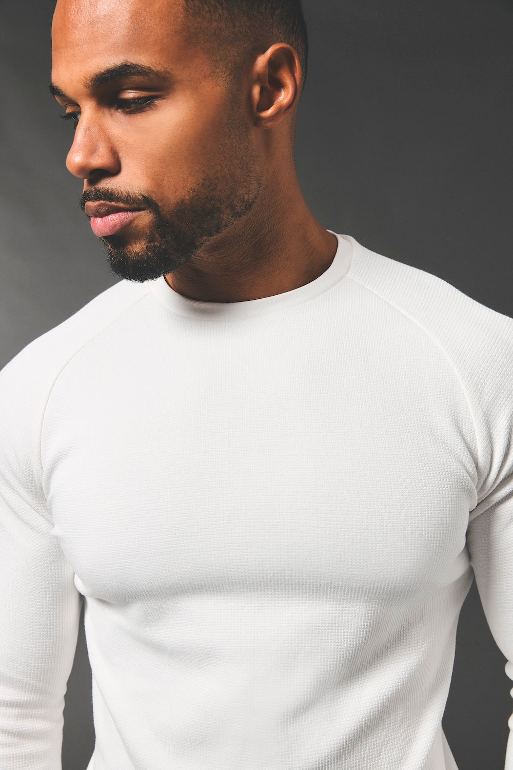 Heavy Weight Textured Crew Neck in White - TAILORED ATHLETE - USA