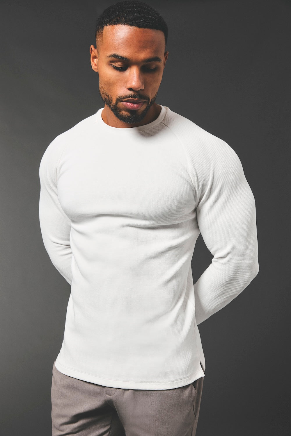 Heavy Weight Textured Crew Neck in White - TAILORED ATHLETE - USA