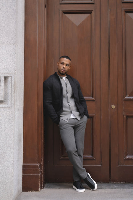 Herringbone Bomber Jacket in Dark Charcoal - TAILORED ATHLETE - USA