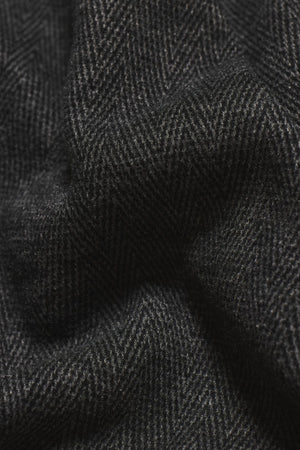 Herringbone Funnel Neck Overcoat in Charcoal