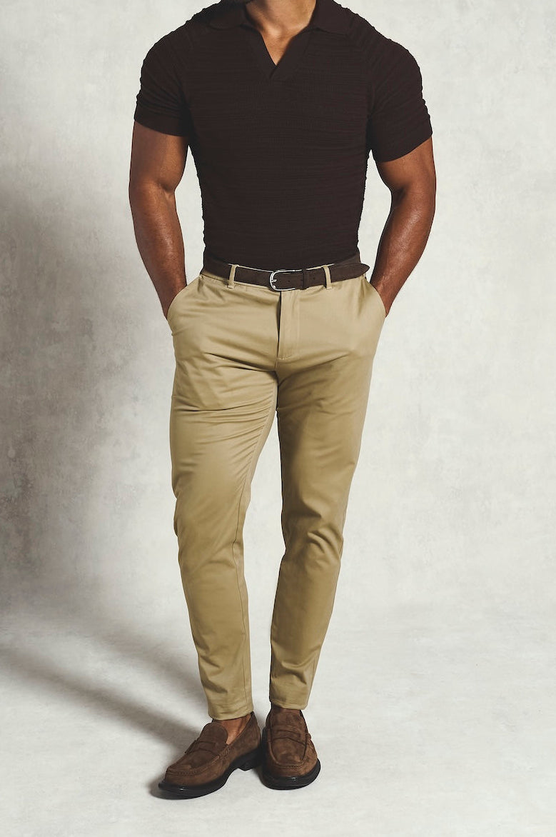 Athletic Fit Cotton Stretch Chino Pants in Dark Stone - TAILORED ATHLETE - USA