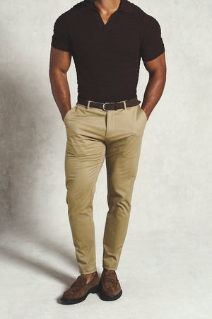 Athletic Fit Cotton Stretch Chino Pants in Dark Stone - TAILORED ATHLETE - USA