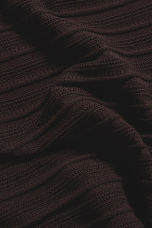 Horizontal Stripe Cotton Knitted Polo Shirt in Chocolate - TAILORED ATHLETE - USA