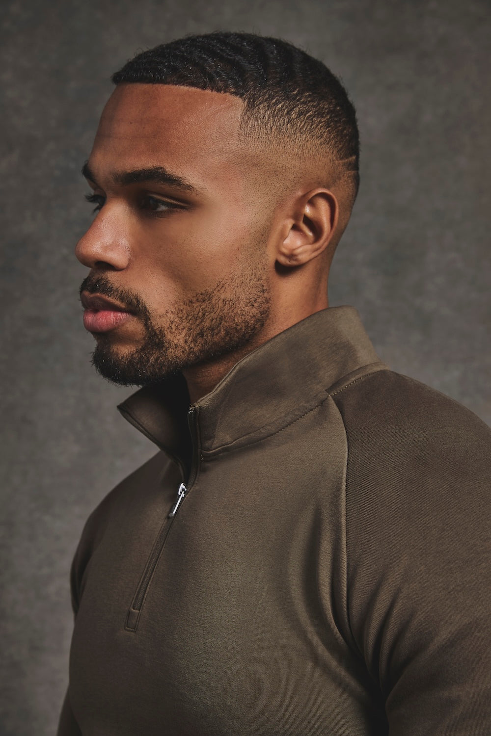 Interlock Half Zip Sweatshirt in Deep Khaki - TAILORED ATHLETE - USA