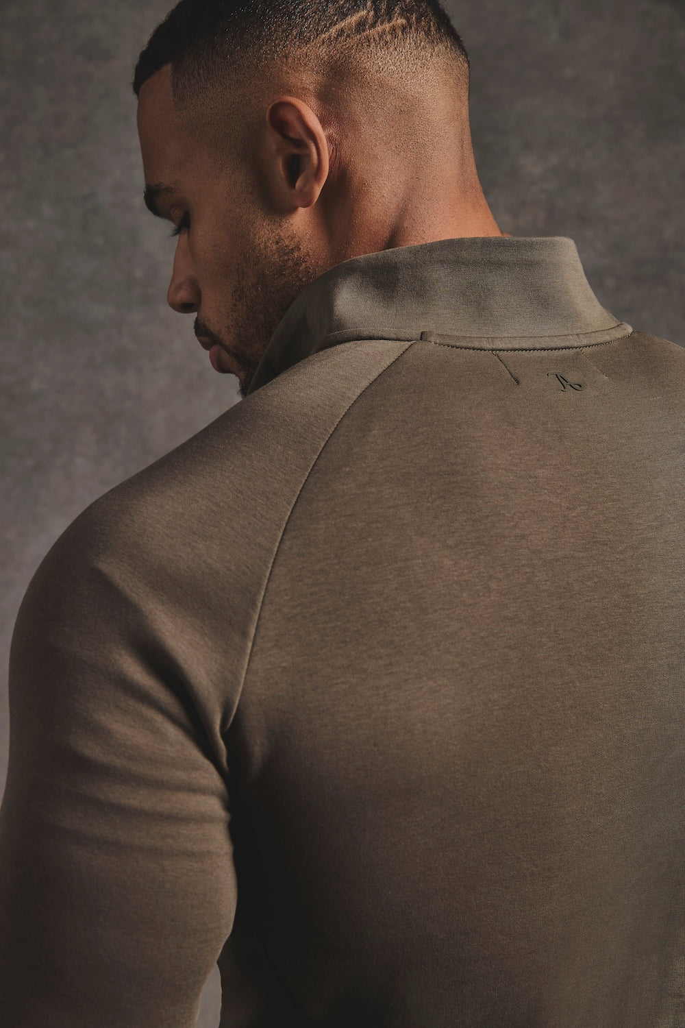 Interlock Half Zip Sweatshirt in Deep Khaki - TAILORED ATHLETE - USA