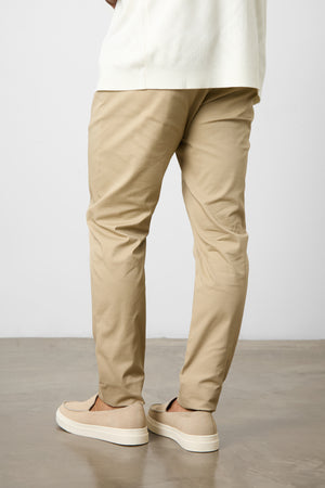 Smart Pleated Cotton Side Adjust Pants in Stone - TAILORED ATHLETE - USA