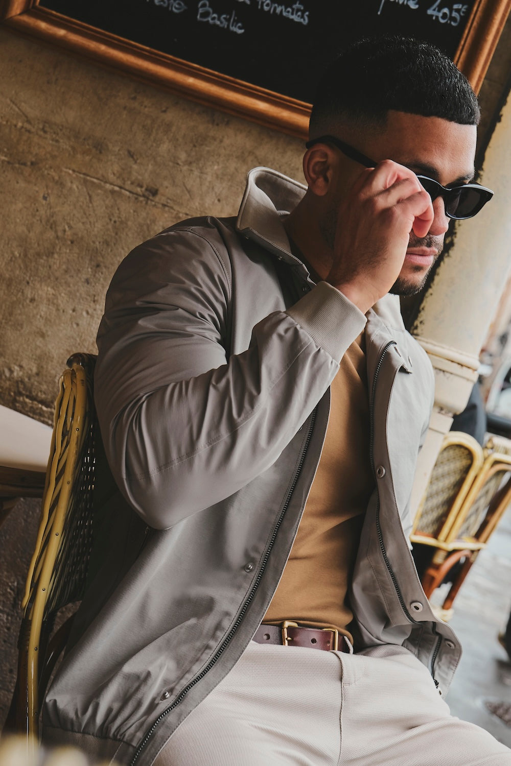 Shower Resistant Funnel Neck Jacket in Pebble Grey - TAILORED ATHLETE - USA