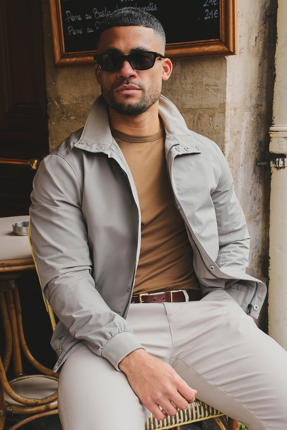 Shower Resistant Funnel Neck Jacket in Pebble Grey - TAILORED ATHLETE - USA
