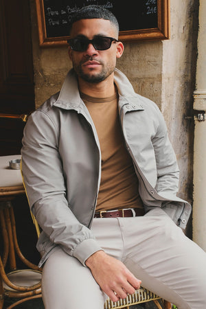 Shower Resistant Funnel Neck Jacket in Pebble Grey - TAILORED ATHLETE - USA
