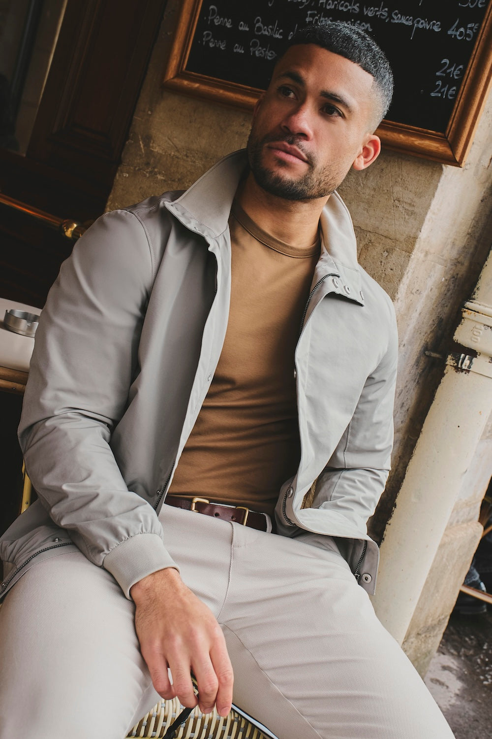 Shower Resistant Funnel Neck Jacket in Pebble Grey - TAILORED ATHLETE - USA