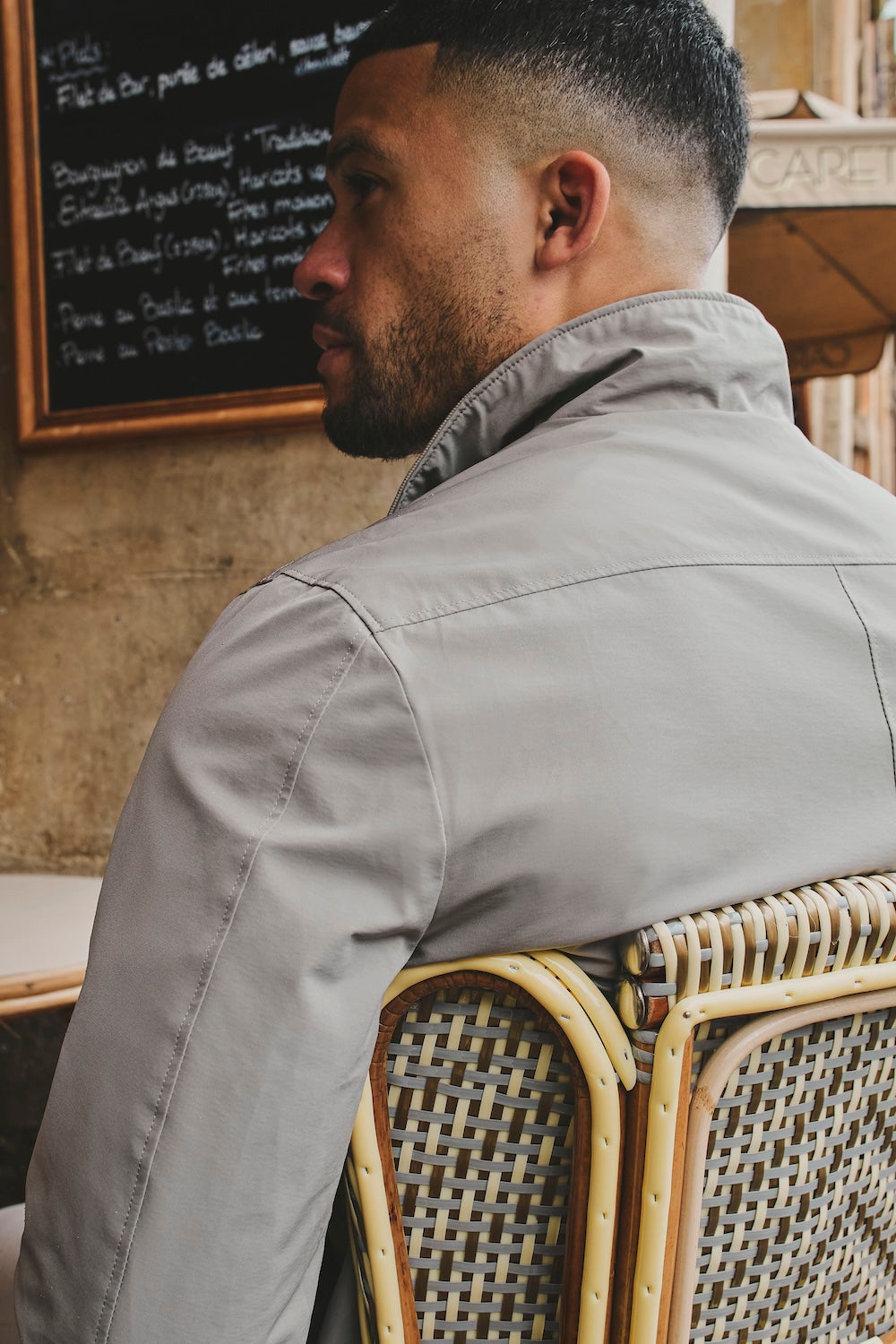Shower Resistant Funnel Neck Jacket in Pebble Grey - TAILORED ATHLETE - USA