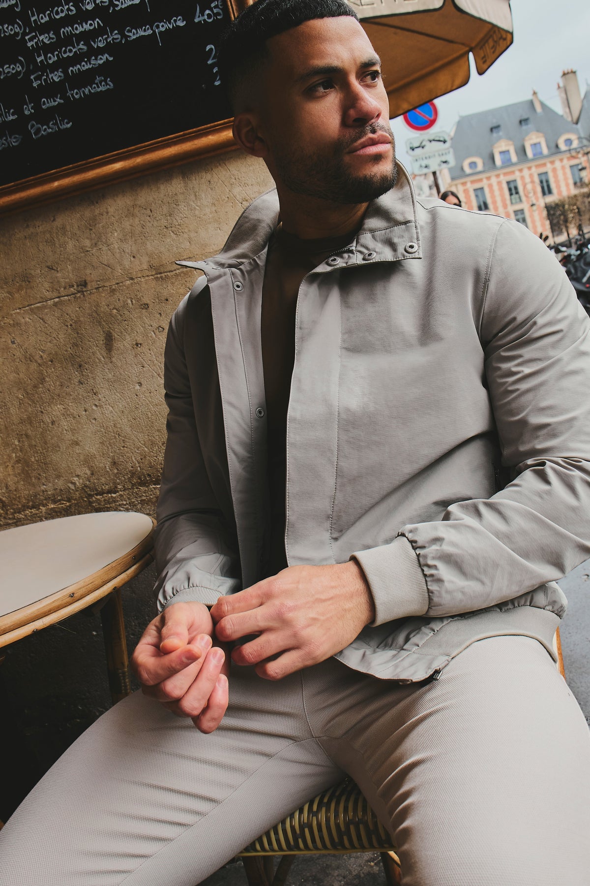Shower Resistant Funnel Neck Jacket in Pebble Grey - TAILORED ATHLETE - USA