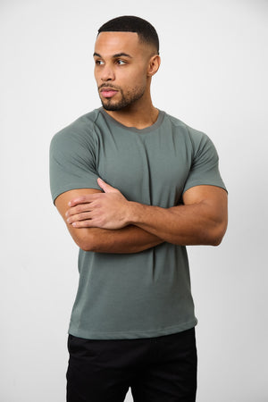 Knit Look T-Shirt in Soft Khaki - TAILORED ATHLETE - USA